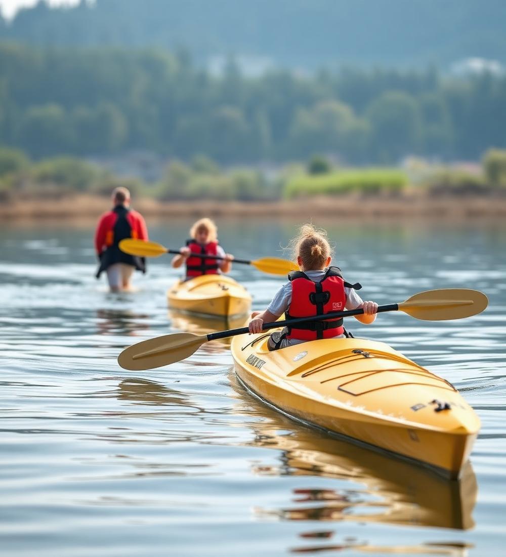 Kayaking on a lake